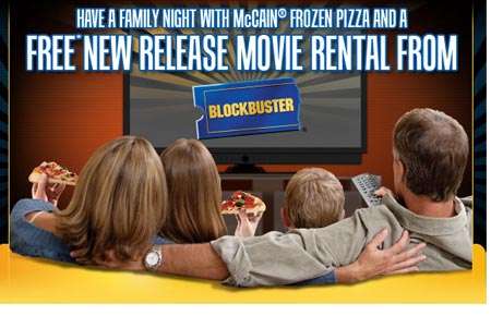 Free Blockbuster movie rental on McCain Pizza