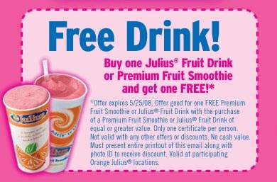 Orange Julius Canada: Buy one Get one Free