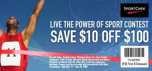 Canadian Coupons: Sport Chek $10 off $100