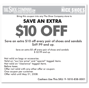The Shoe Company Store Coupon: $10 off $50 | Canadian Freebies, Coupons