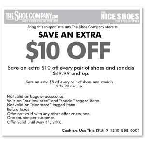 Shoe store company coupons