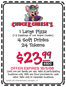 Chuck E Cheese's Canada Coupons