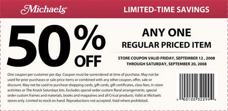 Michael's Coupon: 50% off any Single Item