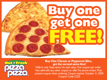 Pizza Pizza Canada Coupons - Buy One Slice Get One Free