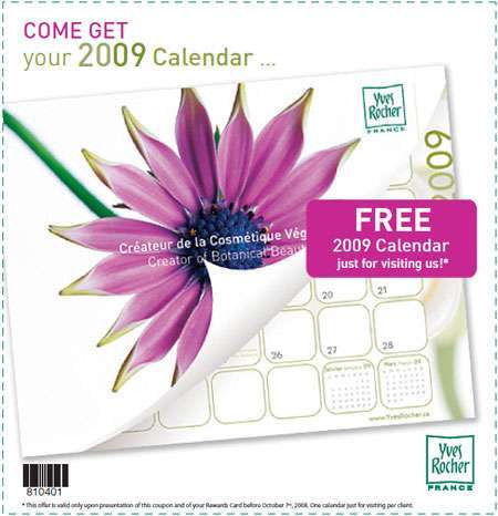 Yves Rocher Canada Calendar 2009