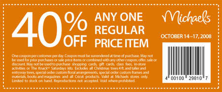 Canadian Coupons: Michaels Canada 40% off a Regular Priced Item