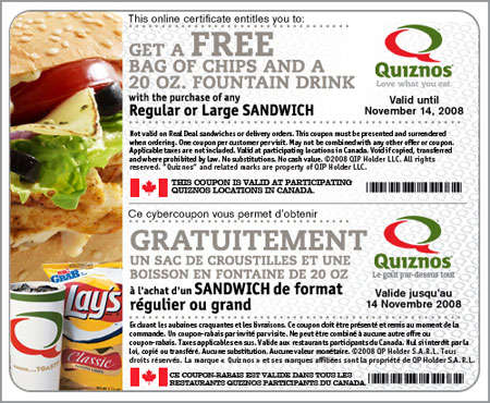 Quiznos Canada Coupons