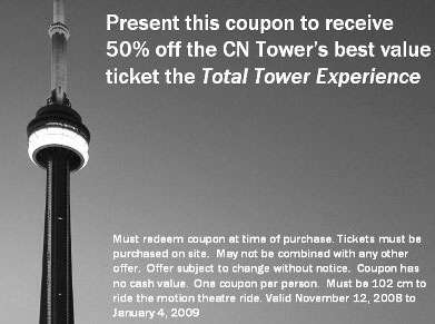 CN Tower Coupon 50% off