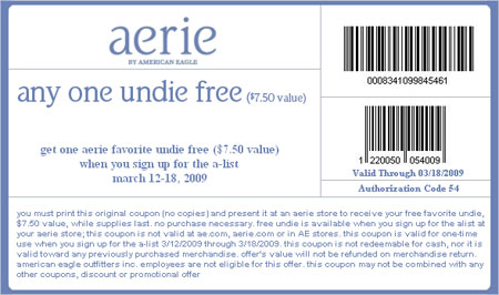 Aerie Canada Coupon for free undies