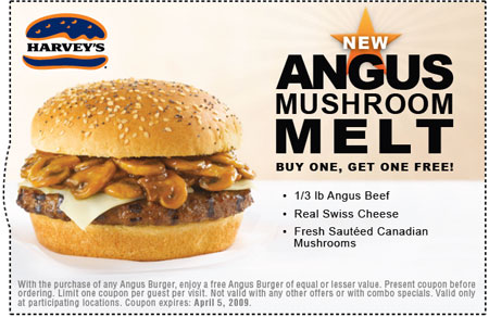 Harveys Canada Angus Burger Coupon