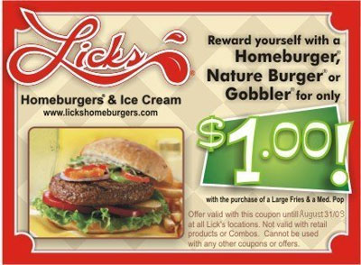 Licks Canada Homeburgers Coupon