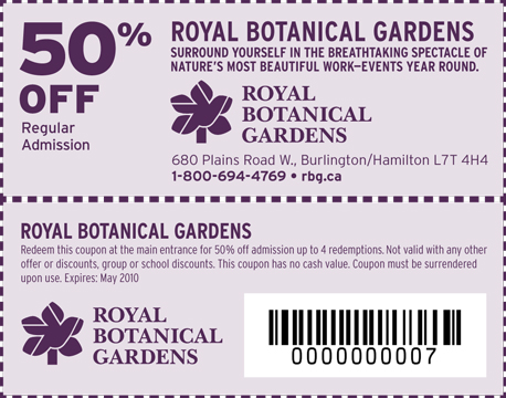 Royal Botanical Gardens Coupons Rbg Canada 50 Off Canadian