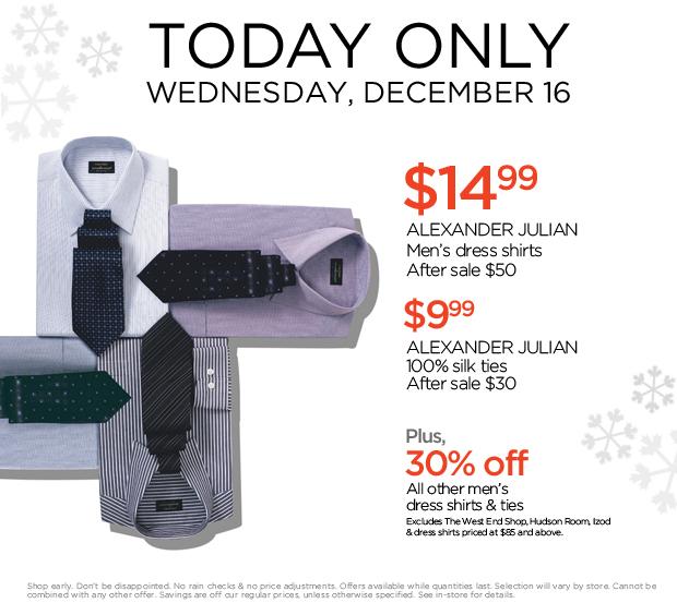 The Bay Canada Mens Shirts and Ties One Day Sale Dec 16 Canadian