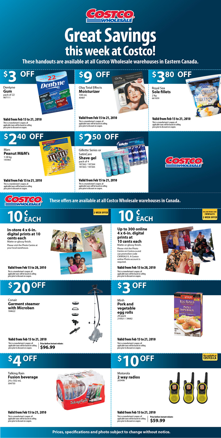 This Week's Costco Instant Savings Coupons, Feb. 15 21, 2010
