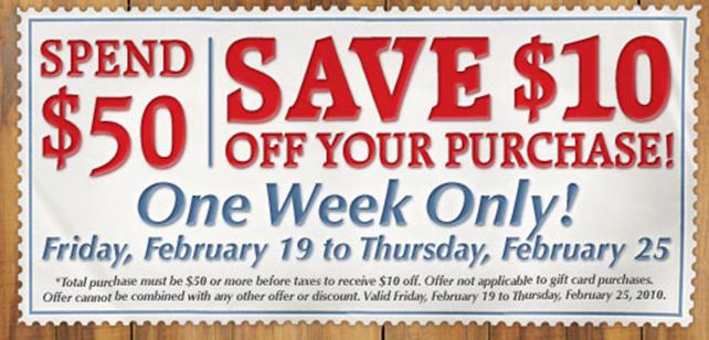 Spend $50 save $10 off TSC Ontario Canada "The Incredible Country Hardware Store" - Canadian ...