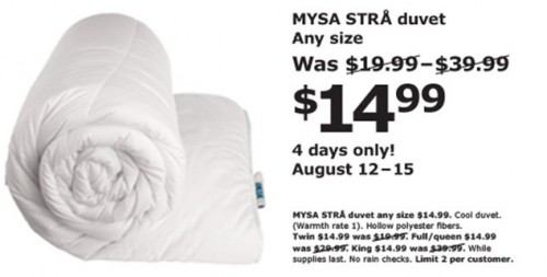Ikea Canada 4 Days Only Mysa Stra Duvet For Only 14 99 Canadian