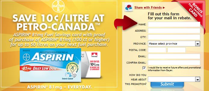 Petro Canada Bayer Aspirin Mail In Rebate Buy 100ct Or Higher And 