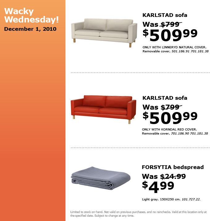 IKEA Canada Wacky Wednesday Deals Dec 1 Canadian Freebies, Coupons, Deals, Bargains, Flyers