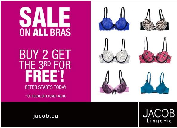 Jacob Lingerie - Bras Buy 2 get 3rd for Free - Canadian Freebies, Coupons,  Deals, Bargains, Flyers, Contests Canada Canadian Freebies, Coupons, Deals,  Bargains, Flyers, Contests Canada