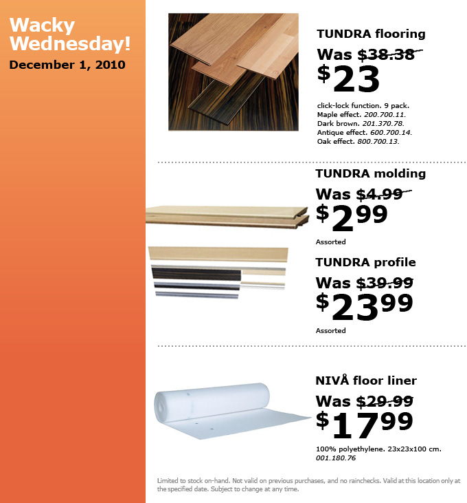 IKEA Canada Wacky Wednesday Deals Dec 1 Canadian Freebies, Coupons, Deals, Bargains, Flyers