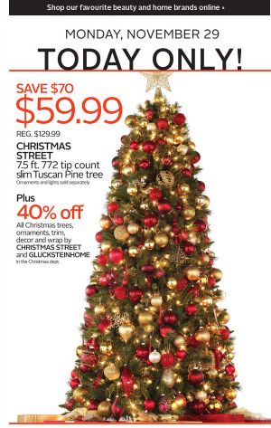 The Bay: 7.2 Ft. Tuscan Pine Tree $59.99, 40% Off Christmas Decor (Nov ...