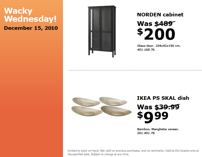 IKEA Canada Wacky Wednesday Deals Dec 15 Canadian Freebies, Coupons, Deals, Bargains