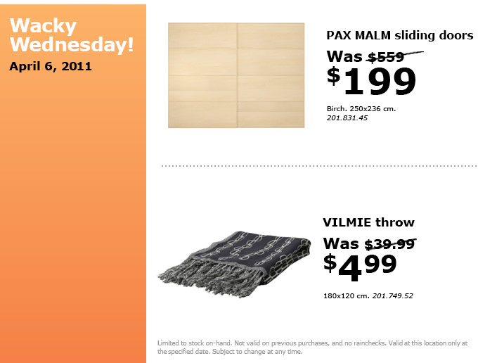 IKEA Canada Wacky Wednesday Deals April 6 Canadian Freebies