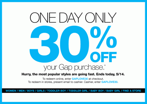 gap canada in store coupon