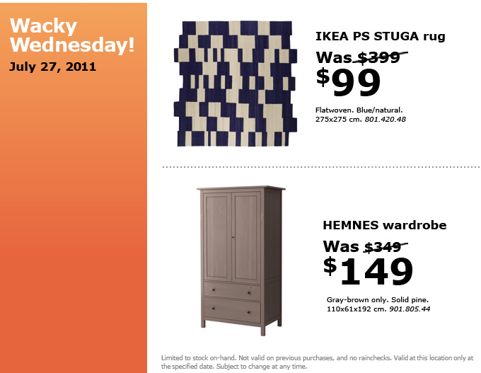 IKEA Canada Wacky Wednesday Deals July 27 Canadian Freebies, Coupons