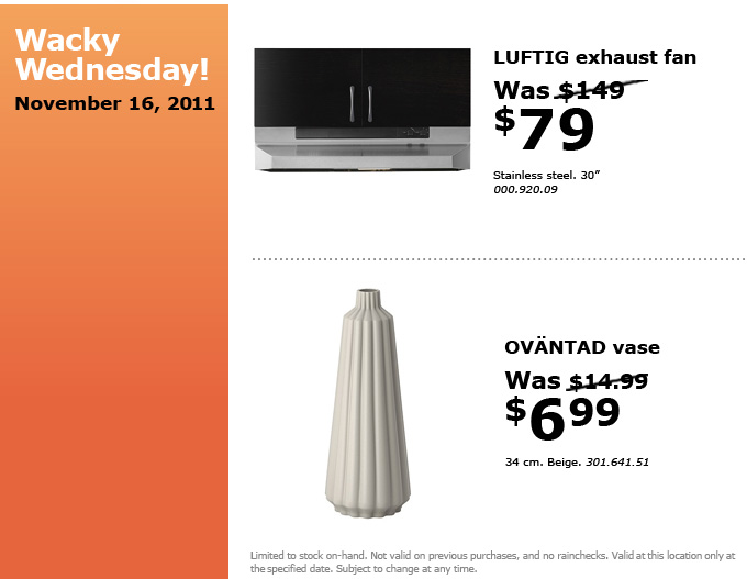 Ikea Canada Wacky Wednesday Deals November 16th Canadian Freebies