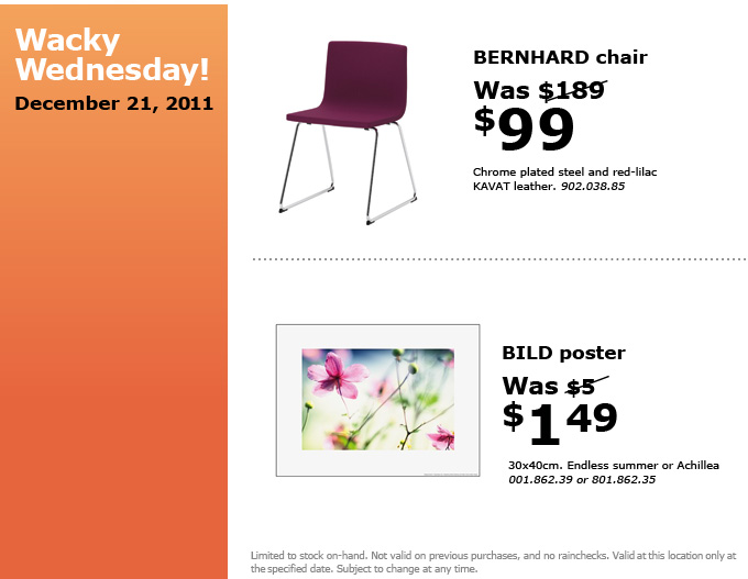 Ikea Canada Wacky Wednesday Deals December 21 Canadian Freebies, Coupons, Deals, Bargains