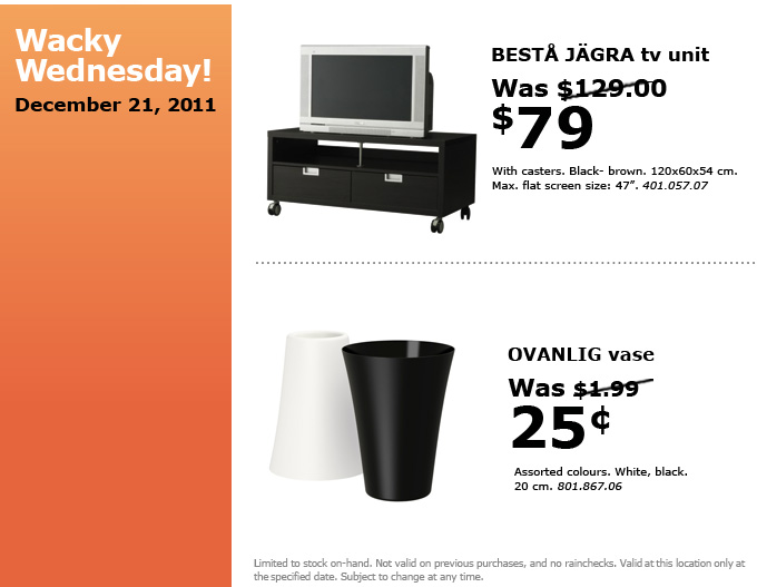 Ikea Canada Wacky Wednesday Deals December 21 Canadian Freebies, Coupons, Deals, Bargains