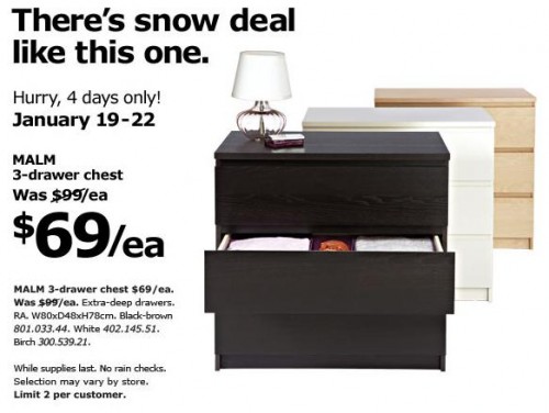 Ikea Canada Malm 3 Drawer Chest 69 99 Canadian Freebies