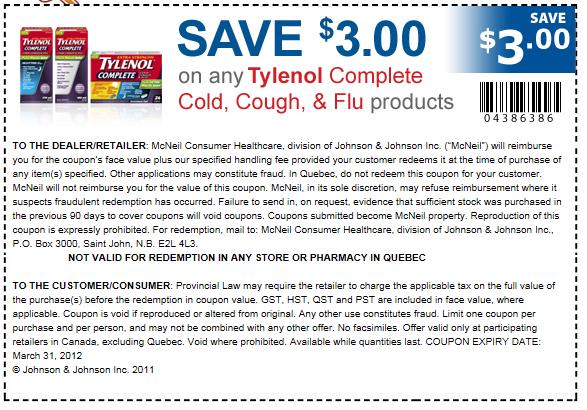 Livingwell ca 3 Off Tylenol Complete Cough Cold Flu printable 
