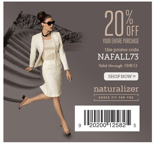 Naturalizer Canada: 20% Off Your Entire Purchase *Printable Coupon & Online Coupon Code 