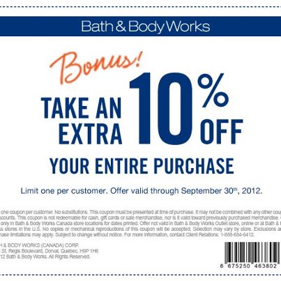 Bath & Body Works Canada: Save an Extra 10% Until September 30th ...