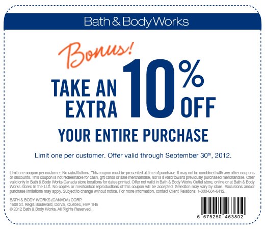 Bath &amp; Body Works Canada: Save an Extra 10% Until September 30th ...