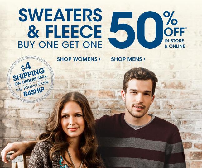 Bootlegger Canada: All Sweaters and Fleece Buy One Get One 50% Off In ...