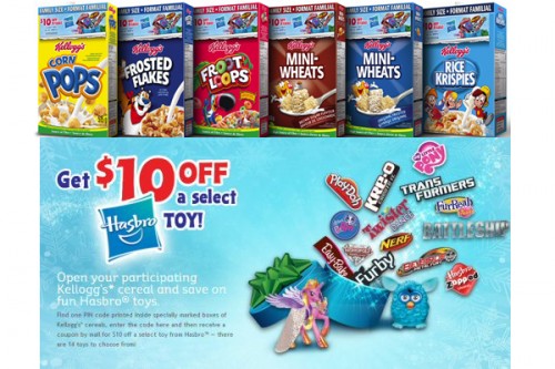 Get a PIN for $10 Hasbro Coupon On Select Kelloggs Cereals 