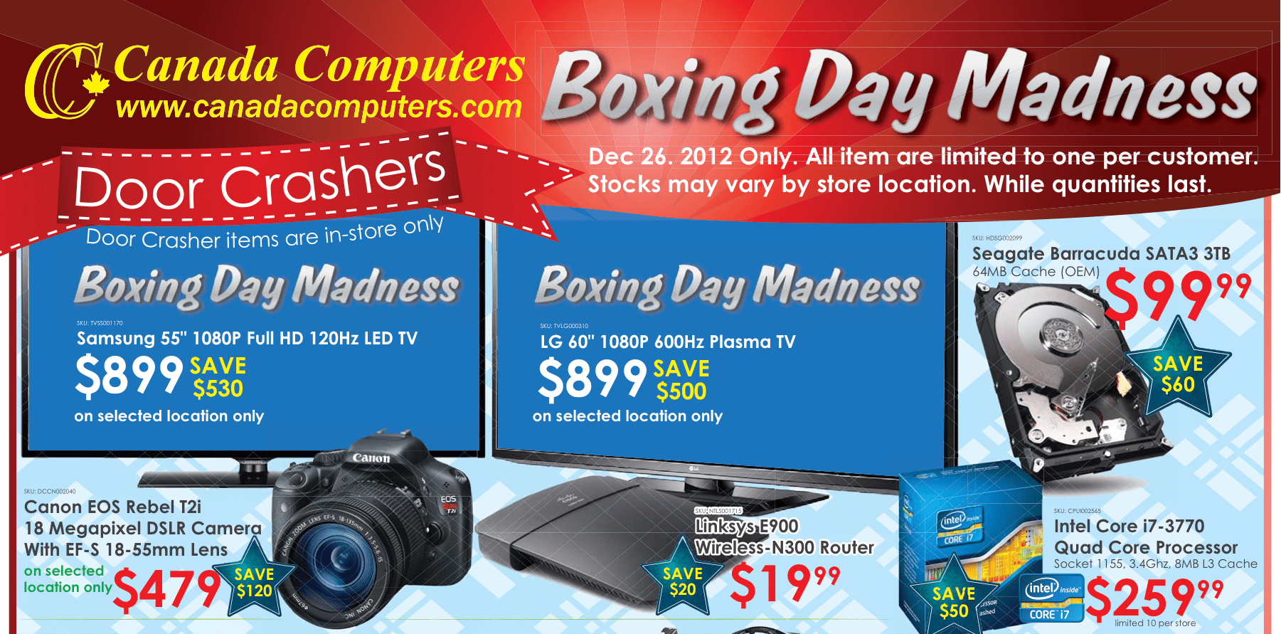 Canada Computers Boxing Day Week Flyer 2012 Sales