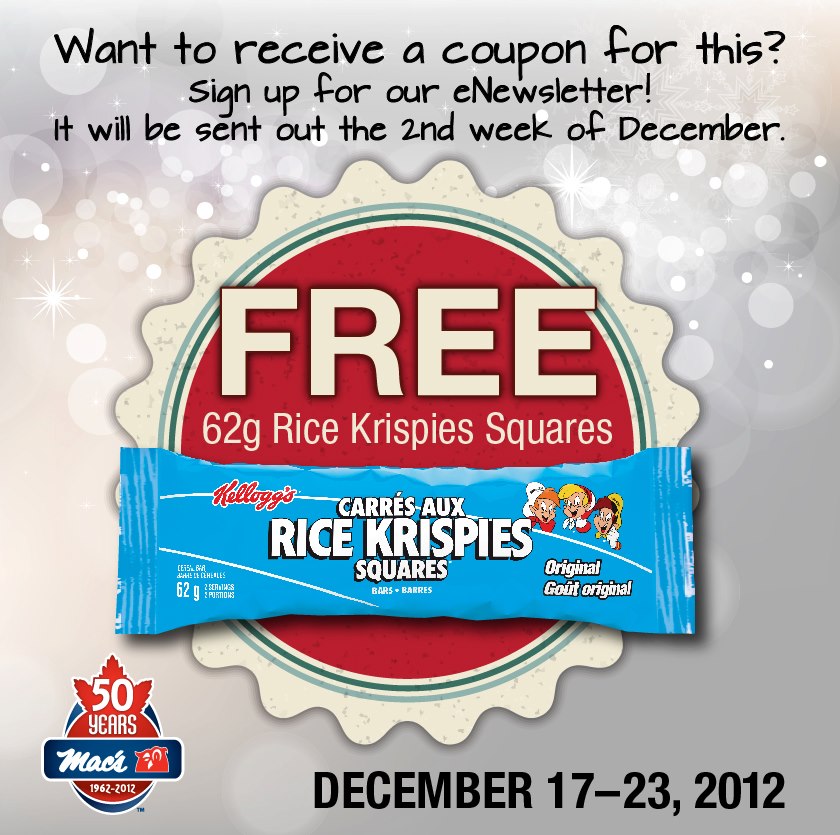 Mac's Convenience Stores Canada: FREE Coupon For Rice Krispies Square ...