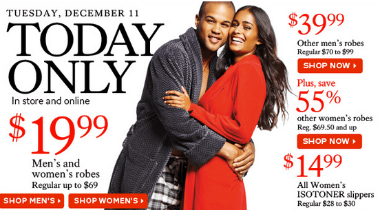 The Bay One Day Sale: Men's and Women's Robes For $19.99 (Regular $69 ...