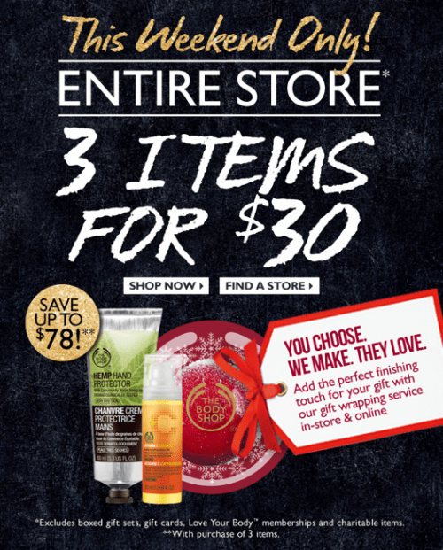 The Body Shop Canada Sale 3 for $30