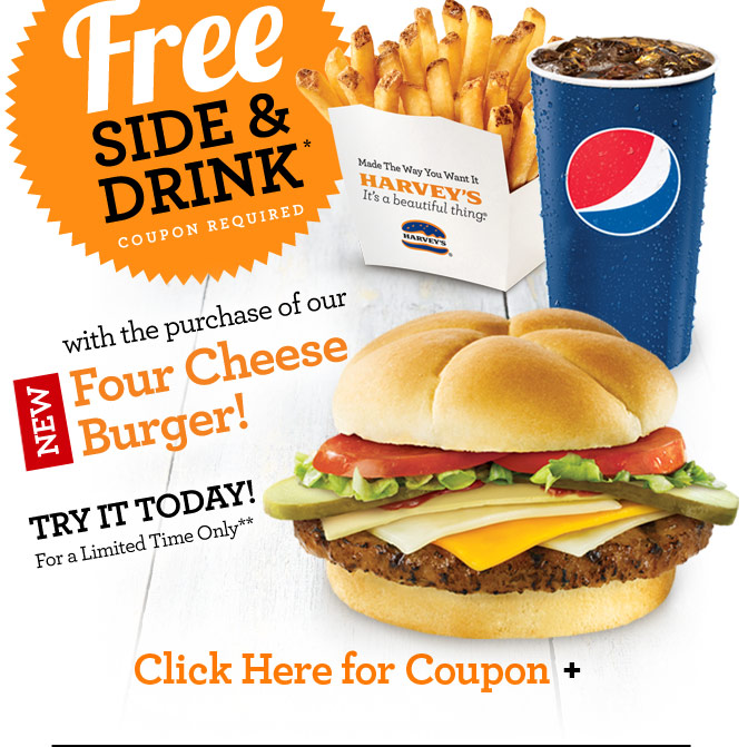 Harvey's Canada: Get a Free Drink and Side When You Purchase a Four ...