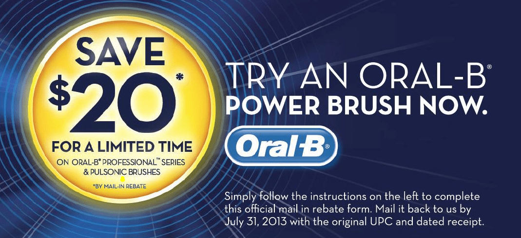 OralB Professional Pulsonic Toothbrush Mail In Rebate Canadian 