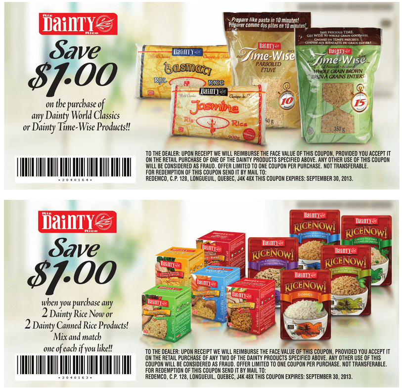Canadian Printable Coupons Dainty Rice Canadian Freebies, Coupons