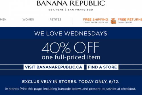 Banana Republic Canada: Take 40% Off One Full-Priced Item In Store ...