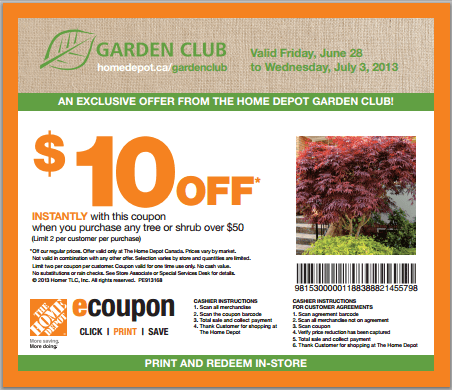 The Home Depot Garden Club Coupon Get 10 Off Canadian Freebies