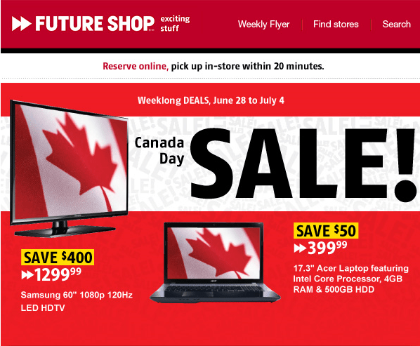 Future Shop Canada Day Sale