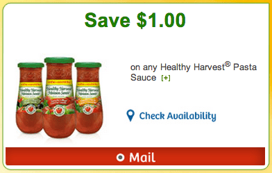 on any Healthy Harvest Pasta Sauce Coupon